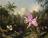 Orchid and Two Hummingbirds by Martin Johnson Heade